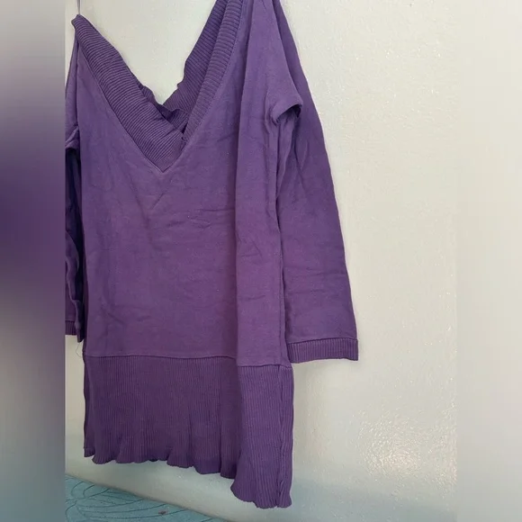 Zara | 100% cotton purple deep v-neck oversized sweater | size S - Picture 3 of 11